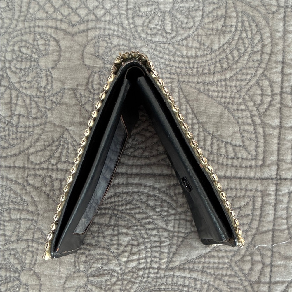 Vintage Crystal-Embellished Black Card Holder Wiesner hand set stones - Picture 3 of 12